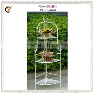 Very Nice Classical Vintage Outdoor Decorative Wrought Irons Antirust Small Folading Metal Rolling Shelf Unit thumbnail-1