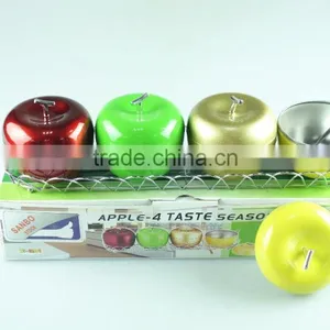 4 Pcs Apple Style Stainless Steel Salt and Pepper Shaker Whit Clourful thumbnail-1