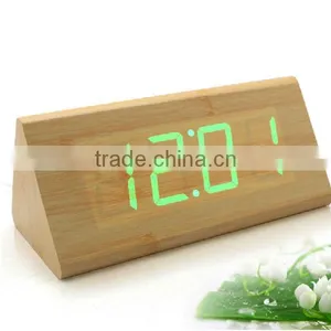 Latticed LED Wooden Clock With Date Temperature Display Touch Control thumbnail-1