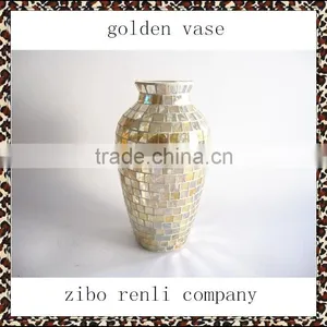 Table Centerpiece Handmade Golden Stemmed Antique Art Deco Glass Vases thumbnail-1