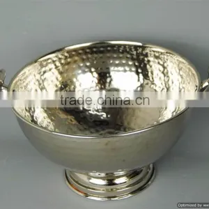 Nickle Plated Shiny Hammered Deer Handle Wine Cooler thumbnail-1