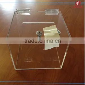 China Acrylic Lucite Plastic 6"l X 6"w X 6"h Ballot Box With Lock and Key thumbnail-2