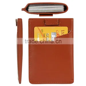 Mens Pull Tab Sleeves Wallet Slim Leather RFID Blocking Card Holder thumbnail-2