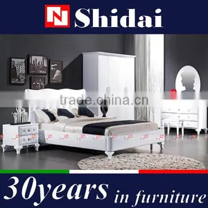 White Leather Bed / Double Bed Frame / Dubai Bed Furniture B904 thumbnail-2