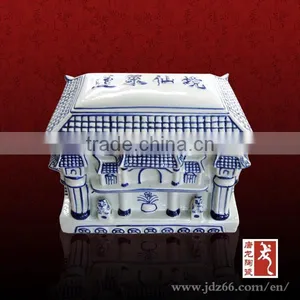 Square Style High Quality Blue and White Porcelain Antique Urn for Ashes in Home Usage thumbnail-1