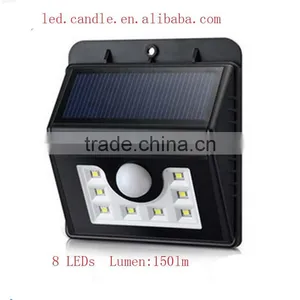 8 LED Black Outdoor Solar Powered Security Integrated Solar Street Light thumbnail-1