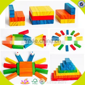 Wholesale 54 PCS Children Wooden Building Bricks Game Toy Colorful Kids Stacking Wooden Building Bricks Game Toy W13D154 thumbnail-2