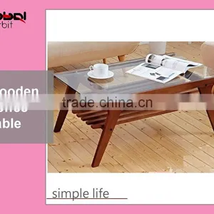 Home Furniture Tempered Glass High Quality Wooden Coffee Table thumbnail-1