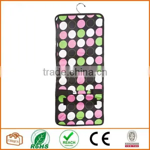Cosmetic Makeup Hanging Travel Case Toiletries Pink Green White Large Polka Dot Rollup Hair Product Airplane Carryon Pocket thumbnail-3