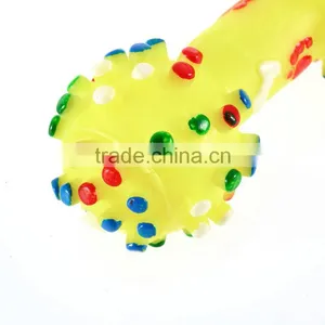 Hot Sale!! 2015 Christmas Gift Pet Supplies Pet Dog Cat Puppy Colorful Sound Polka Dot Squeaky Rubber Dumbbell Chewing Toy thumbnail-5
