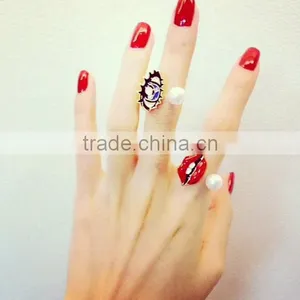 Wholesale Fashion Jewelry Lips Shape Finger Ring Set Midi Ring Set thumbnail-1