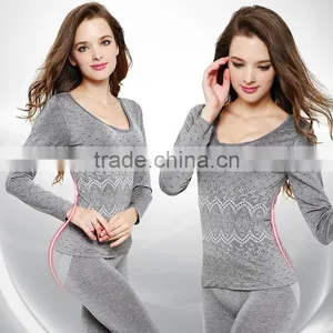 New Arrival 2016 Sexy Ladies Thermal Underwears Seamless Antibacterial Warm Long Johns Women Body Shaped Underwear Sets thumbnail-1