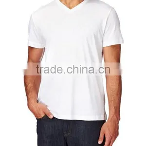 Slim Fit Soft-touch Jersey Mens V-neck Plain White Cotton t Shirt thumbnail-1