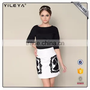 Oem Services Black Pattern Embroidery High Waist Skirt Pencil thumbnail-1