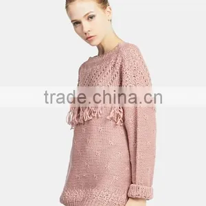 2017 Trendy Wholesale Woman Free Knitted Loose Sweater Patterns With Custom Made thumbnail-2