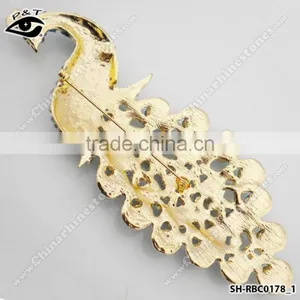 Peacock Blue Rhinestone Brooch Pins Blue Zircon Color Brooches for Garment thumbnail-2