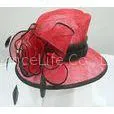 Red / Black Sinamay Ladies Hats Feather Trim & Overlock Sinamay For Special Occasion thumbnail-1