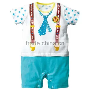 Summer New Design Five-pointed Star Short Sleeve Baby Romper With Necktie thumbnail-2