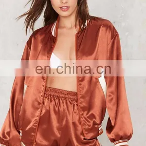 China Clothing Manufacturer Custom Lady Embroidered Bomber Jacket thumbnail-3