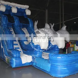 High Quality Children's Park Big Dolphin Inflatable Ocean Wave Slide Inflatable Water Slide thumbnail-1