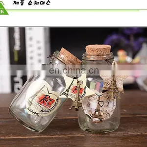 Round Shaped Wishing Glass Bottle Led Light Wishing Bottle With Eiffel Tower Charms for Girlfriend Gifts thumbnail-3