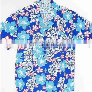 Blue 100% Cotton Short Sleeve Hawaiian Shirt in Holiday thumbnail-3