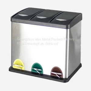 MAX-SN352A Indoor Hotel 24l Stainless Steel Colorful Metal Foot Pedal Bin With Pp Cover thumbnail-1