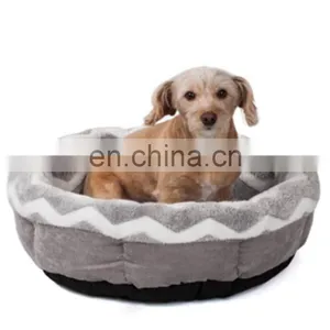 High Quality Round Pet Bed Soft Plush Fabric Dog Bed Washable Warming Bed for Pets thumbnail-2