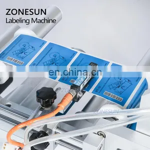 ZONESUN ZS-TB803 Semi Automatic Desktop Plastic Cans Rubik's Cube Shampoo Water Milk Juice Flat Bottle Labeling Machine thumbnail-3