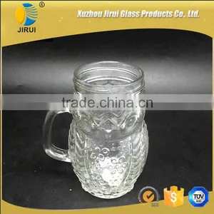 400ml Hot Sale Owl Shape Clear Glass Mason Jar thumbnail-5