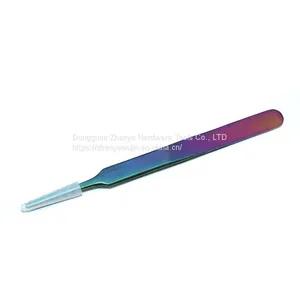 Colorful Flat Mouth Tweezers Anti-static Stainless Steel High-precision Clip Stamp Plucking Hair Phone Maintenance Thickened Flat Head Tweezers 13 Tweezers thumbnail-1