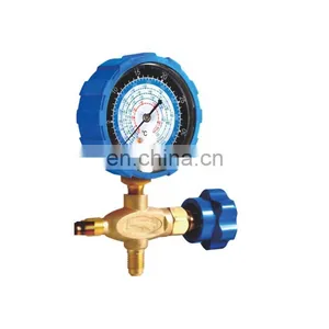 CT-466 A Conjunto de manómetros de colector único de bronce para sistemas de refrigeración HVAC, aire acondicionado automático, recarga de aire acondicionado AC con R134A, R22, R502. Manómetros HVAC thumbnail-2