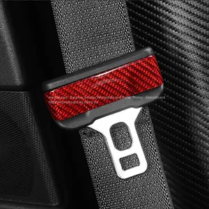 Real Carbon Fiber Safety Belt Buckle Decoration Sticker Patch Shell for Tesla Model 3 Y thumbnail-3