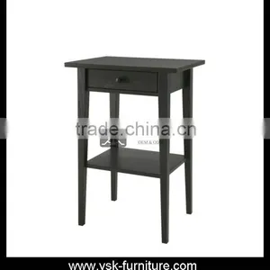 NI-090 Tall Black MDF Bedside Lamp Table thumbnail-1