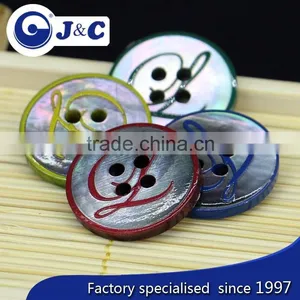 Black Mother of Pearl Sea Shell Button With Printing Logo thumbnail-1