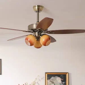 American Style Wooden Leaf Fan Light, Vintage Living Room Light, Caramel Persimmon Restaurant Light, Bedroom Light, （Wechat:13510231336） thumbnail-3