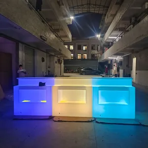 Modern Plastic Portable Indoor Club Bar Counter Furniture Corner Home Bar Illuminated Led Lounge Nightclub thumbnail-1