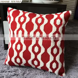 Crewel Embroidery Pillow RED and Blue thumbnail-4