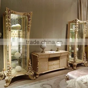 Italian Luxury Bedroom Furniture Set High Back Bed With Hand Carving thumbnail-3