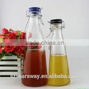 Wholesale Beverage Glass Bottles Glass Juicer Bottle With Swing Top Lids thumbnail-5