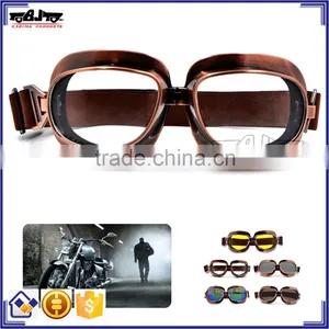 BJ-GT-013 Copper Frame Googles Clear Lens Motorcycle Glasses Wholesale Motocross Googles for Harley thumbnail-1