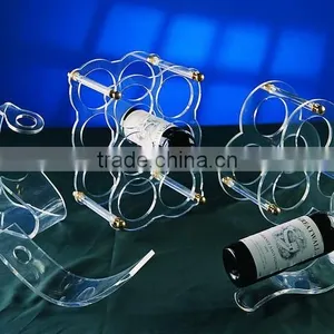 Home Design Clear Acrylic Decoration Waving White/Red Wine Bottle Display Rack Beverage Storage Houseware Acryl Plastic Holder thumbnail-2