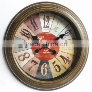 Dia 43.5 cm Country Style Round Metal Wall Clock, Rustic Wall Clock thumbnail-1