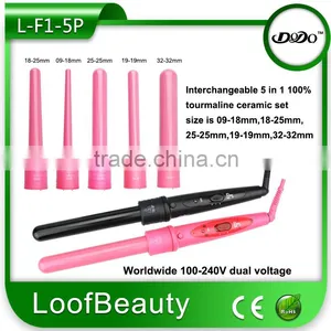 LCD Display 5 Barrels Interchangeable Hair Curling Wand thumbnail-4