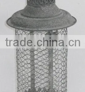 100466F- Round Metal Wire Candle Lantern thumbnail-1
