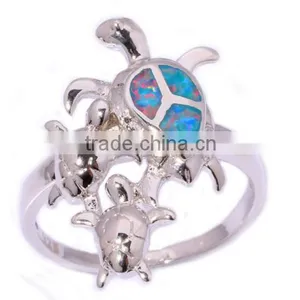 Unique Synthetic Fire Opal 925 Sterling Silver Opal Turtle Engagement Rings thumbnail-3