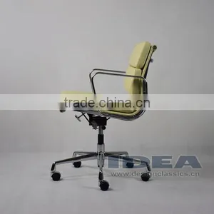 Replica Charles and Ray Low Back Soft Pad Desk Chair EA217 - Cream White Color Genuine Leather thumbnail-3