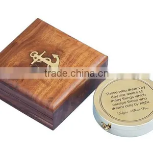 Beautiful Hampton Nautical Brass Compass -Solid Brass Edgar Allan Poe Poem Compass 13421 thumbnail-2