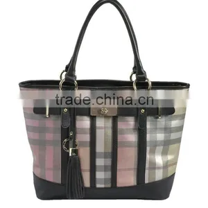 Summer Hot! Plaid Printed PU With Belt Lock Tote Fashion Ladies Handbags 2012 thumbnail-1