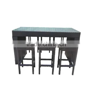 Outdoor Wicker Patio 7 Pieces Bar Set thumbnail-1